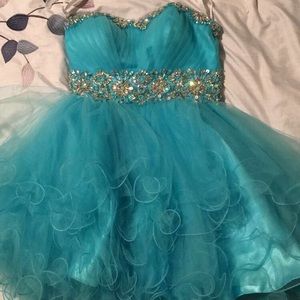 Aqua blue short prom dress